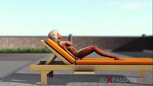 Outdoor hot sex! Big black cock fucks hard a sexy blonde in the island