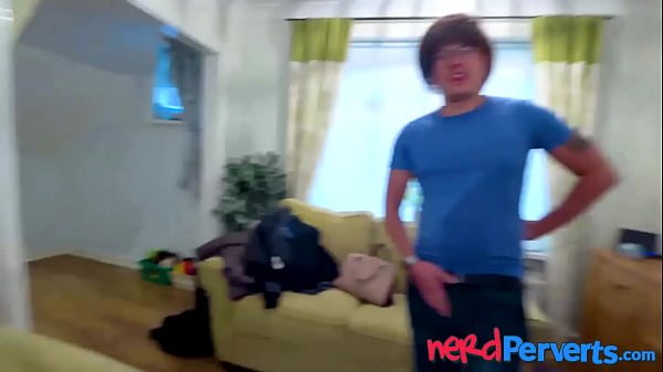 Lass goes down on three big cock nerds