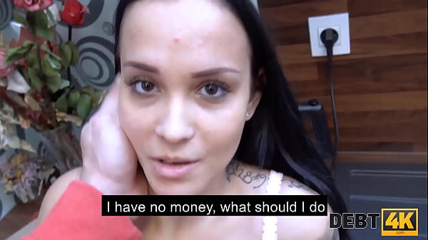 DEBT4k. Lender's real cock helps cute lassie forget about her sex toys