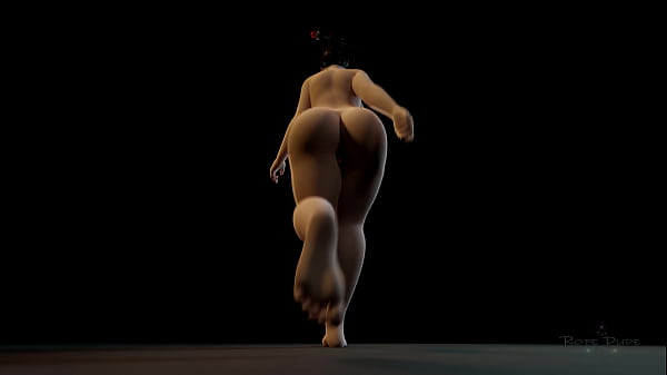 Sexy walking overwatch girl with wide hips and big breasts