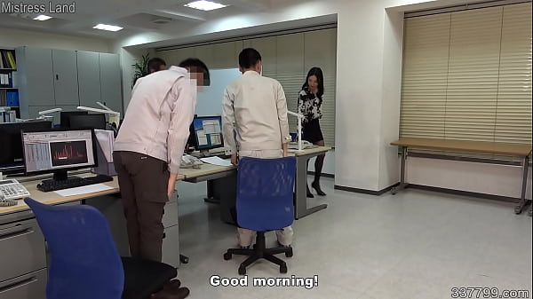 A female president uses a whip to train three employees – Free HD Porn Video
