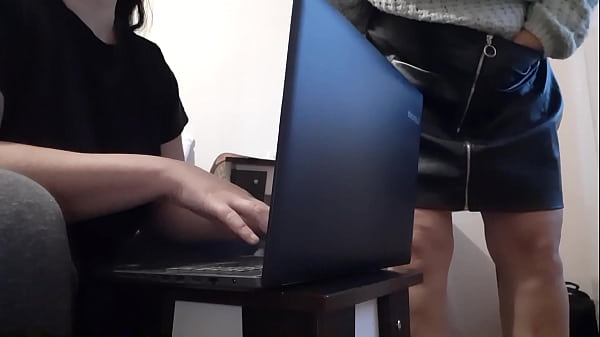 While my secretary is typing a report in the office, I am masturbating next to her