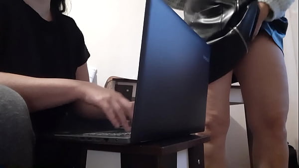 While my secretary is typing a report in the office, I am masturbating next to her