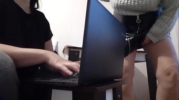 While my secretary is typing a report in the office, I am masturbating next to her