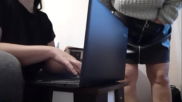While my secretary is typing a report in the office, I am masturbating next to her