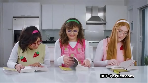 Geek chicks sharing hard dick after reading sexy book – Free HD Porn Video