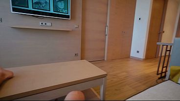 Hot maid teasing me with no panties and buttplug
