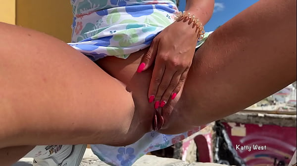 Risky pissing in a public place in front of people