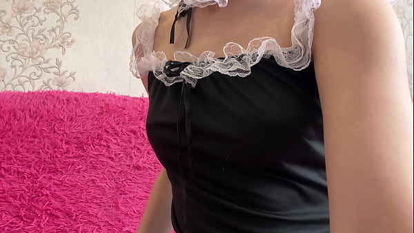 Sexy maid without panties caresses hairy pussy and gets orgasm – Free HD Porn Video