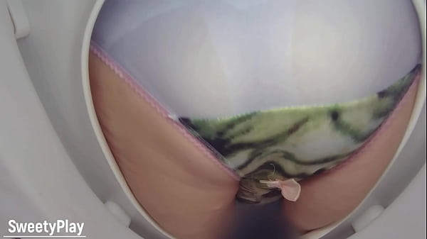 Piss in panties wetting on toilet bowl cam
