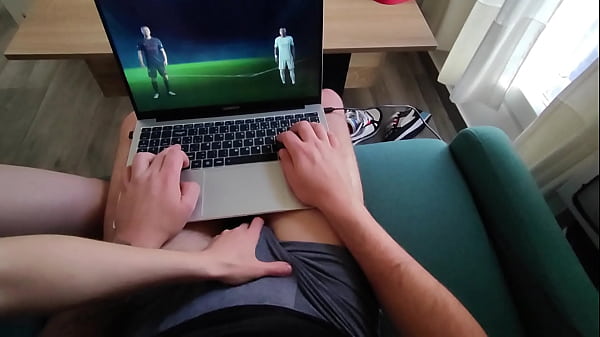 Big-breasted stepmother wants to play with her stepson's cock while he's playing FIFA!!