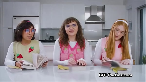 Reading a naughty book ends in wild foursome – Free HD Porn Video