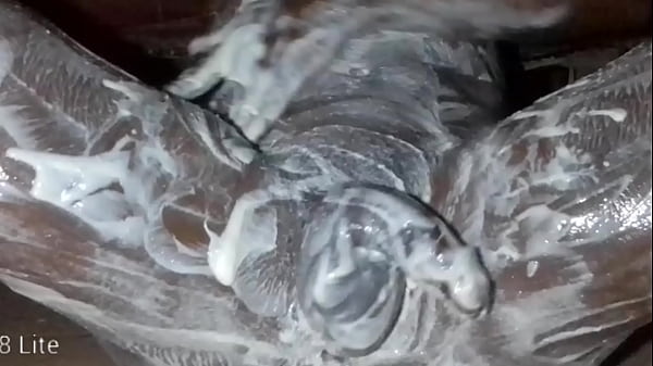 AFRICAN LONELY MAN POURS BODY LOTION ON THIS COCK AND ASS