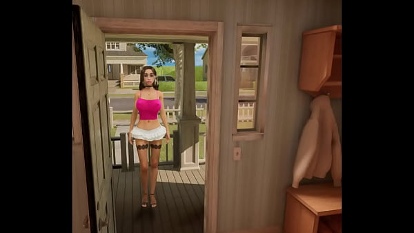 Super beautiful neighbor in a miniskirt, came to visit to try to make friends. – Free HD Porn Video