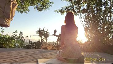 Redhead Snowbunny Caught Outdoor Fucking and Public Deepthroat On A Sunet Patio – Free HD Porn Video