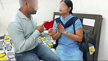 Komal, fearing her 12th class exams, went to her teacher to plead and agreed to take his penis completely inside her pussy.