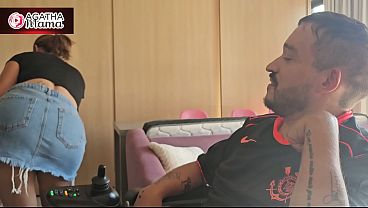 Naughty cleaning lady teases her wheelchair-bound boss and agrees to have hot sex with him (FULL VIDEO ON RED)