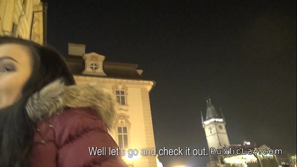 European brunette amateur public bang
