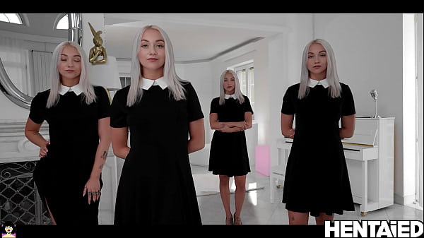 Teen twins riding huge black dildos by Marylin Sugar