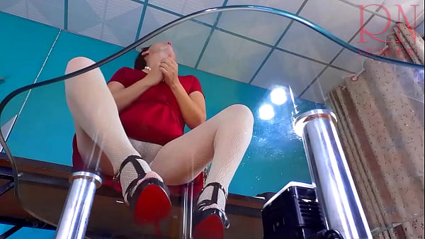 SEXRETARY. No panties secretary. Try on white transparent pantyhose 1 – Free HD Porn Video