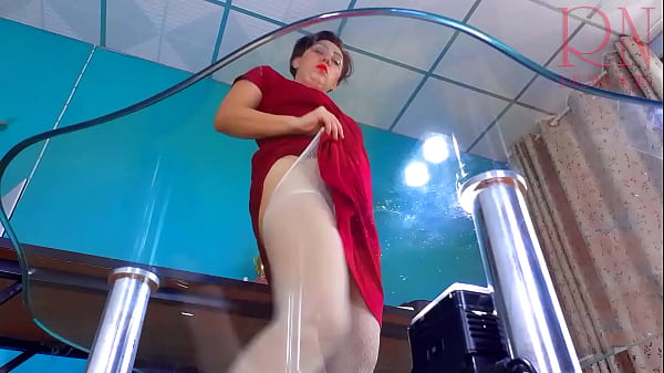 SEXRETARY. No panties secretary. Try on white transparent pantyhose 1 – Free HD Porn Video