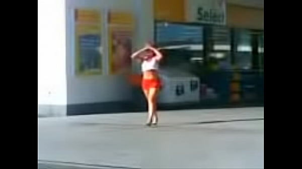 Justine in miniskirt at Rotorua Shell Station