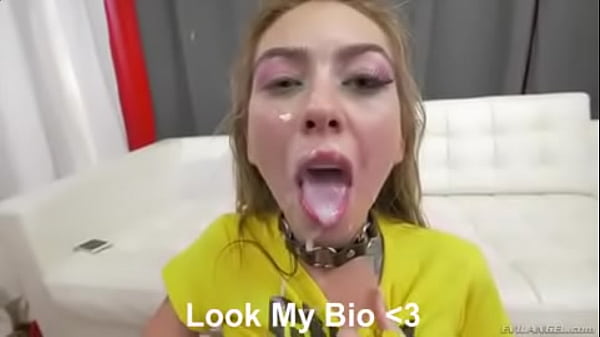 Slut gurgles ’s cum