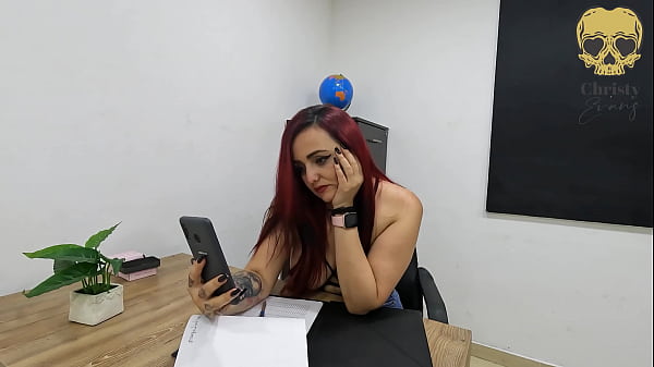 Kinky teacher masturbating in the classroom