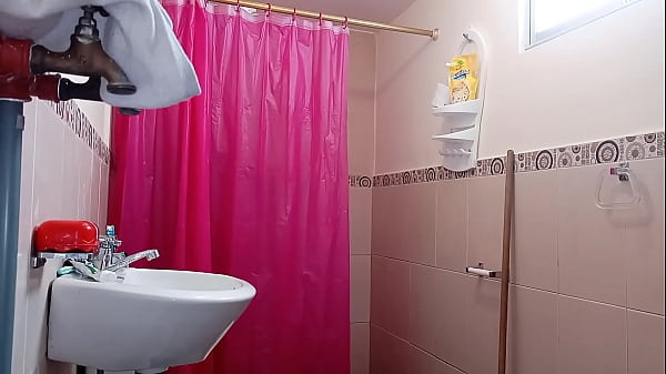 While I'm taking a shower, my stepmother comes in to see what I'm doing and helps me with my problem.