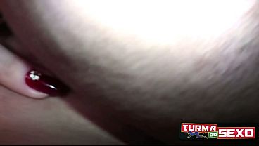 Fucking the shaved pussy of the busty blonde.