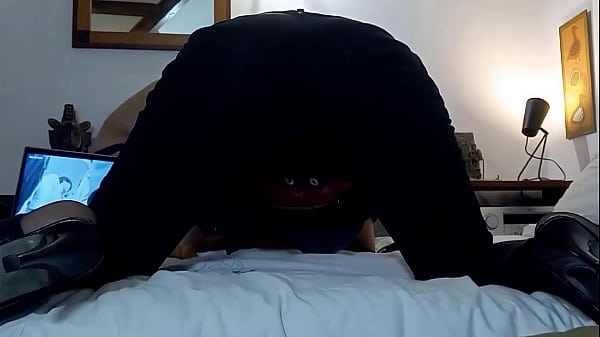 1519 - French slut in black leather pants, gray satin shirt, red garter belt and white satin thong, stockings and high heels, doggy style fucking – Free HD Porn Video