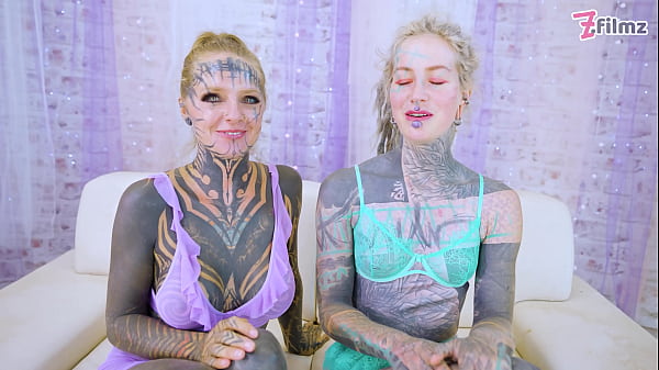 Rough anal threesome with tattoed sluts