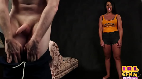 CFNM busty amateur MILF jerks and sucks for cum on tits – Free HD Porn Video