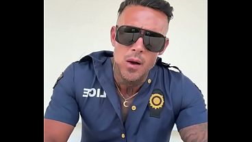 A man in police officer cosplay jerks off – Free HD Porn Video