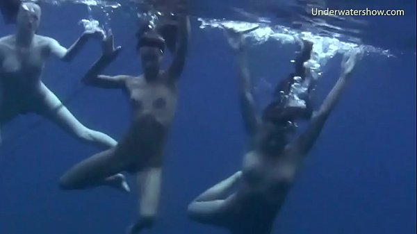 Girls on Tenerife swimming naked