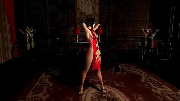 Demure spy Ada Wong in skimpy red dress ready to exchange her body for info – Free HD Porn Video