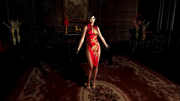Demure spy Ada Wong in skimpy red dress ready to exchange her body for info – Free HD Porn Video