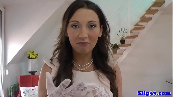 Classy euro beauty masturbates for old man