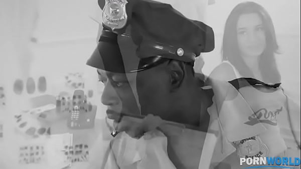 Naughty nymphos Lana Roy and Amber Jayne fuck a black cop's thick dark cock GP1191