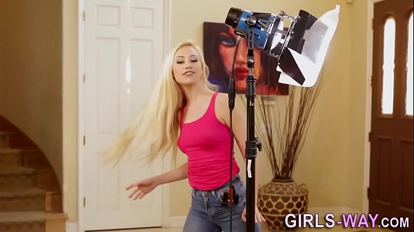 Beautiful blonde licking