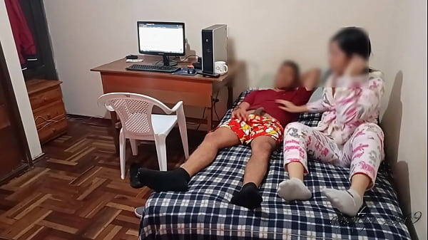 My neighbor watches horror movies: after watching movies my neighbor wants me but I ask her to fuck her hard with my big cock before they discover us