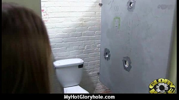 Ebony sucks off a big cock through a gloryhole 13