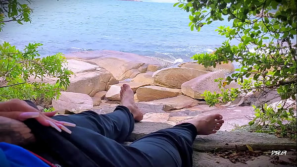 Handjob surprise ejaculation on the beach