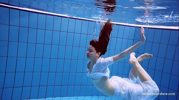 Redhead Marketa in a white dress in the pool – Free HD Porn Video
